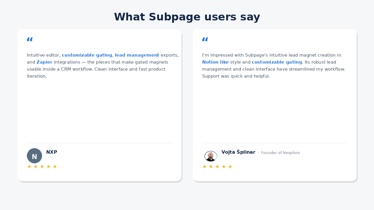 What Subpage users say — NXP and Vojta Šplinar