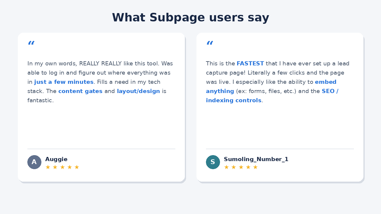 What Subpage users say — Auggie and Sumoling_Number_1