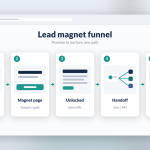 Lead magnet funnel stages from attract through CRM nurture